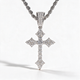 Atlas Iced Moissanite Cross Pendant in 14k Platinum on rope chain
