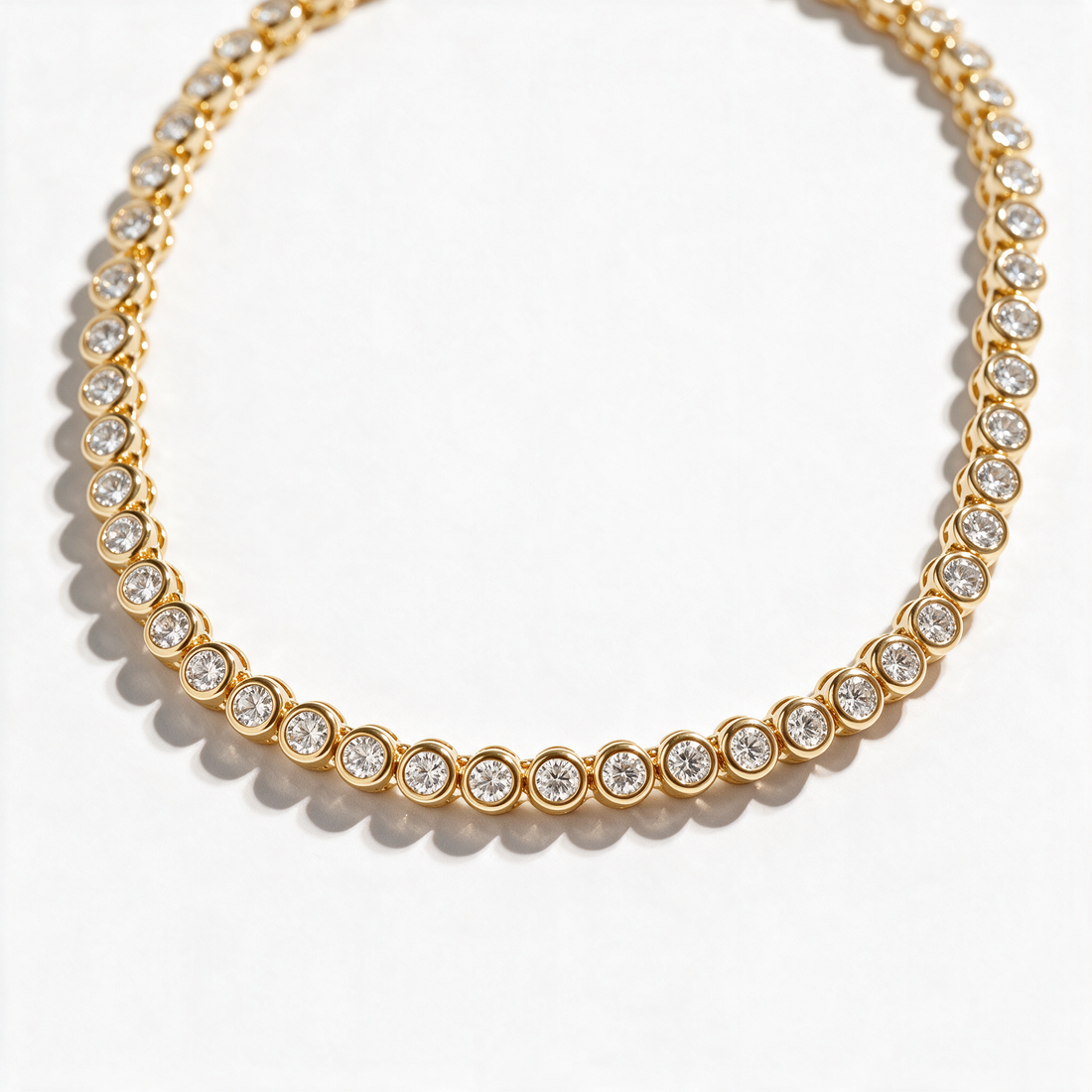 Seraphina Bezel Station Moissanite Necklace in 14k Gold