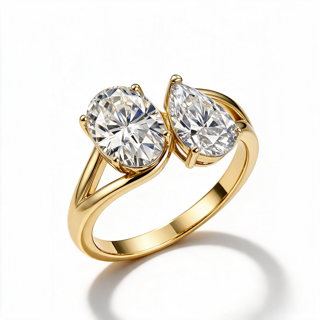 Amorette Toi et Moi Moissanite Ring in 14k Gold