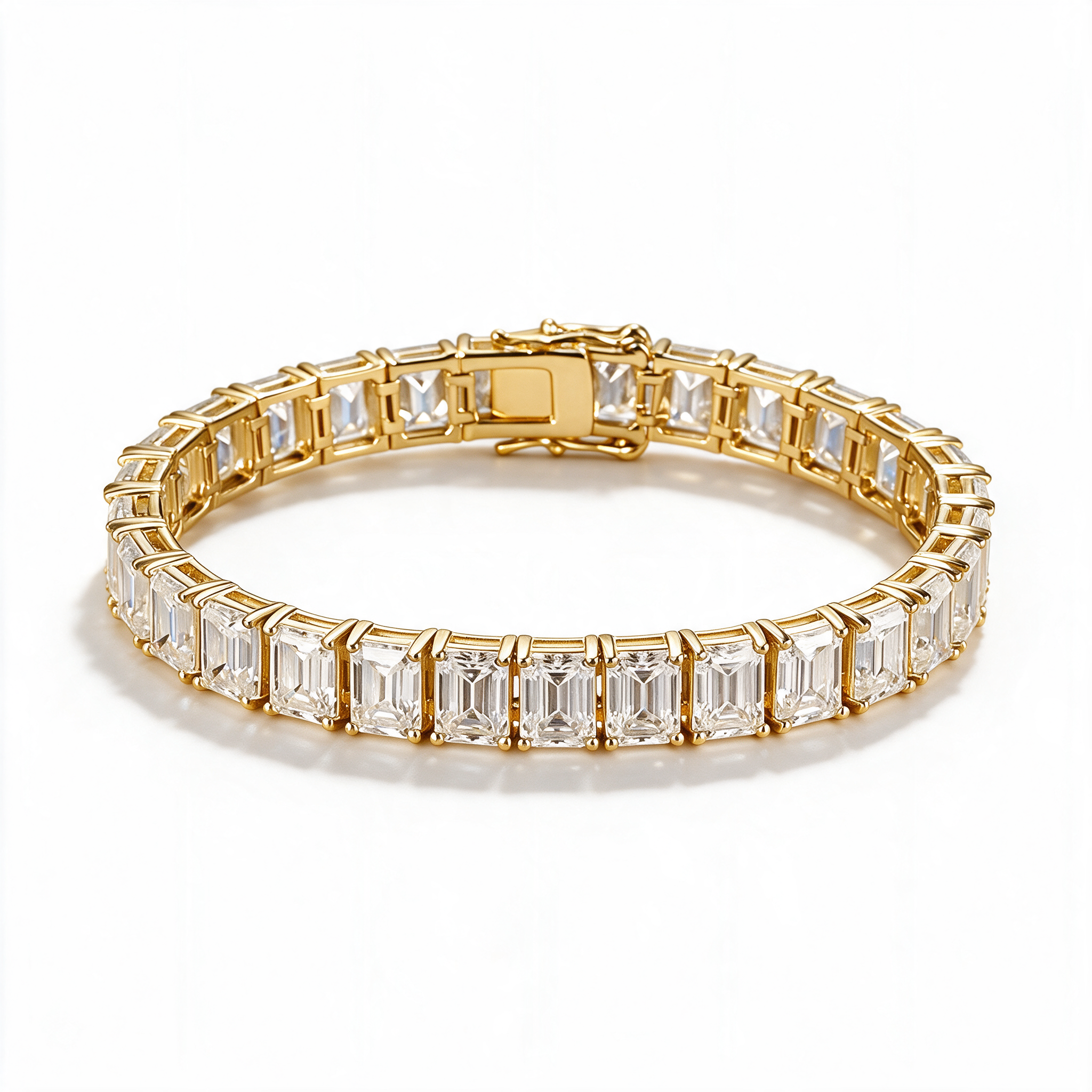 Celestia Emerald-Cut Moissanite Tennis Bracelet in 14k Gold