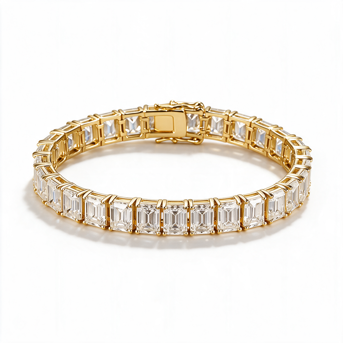 Celestia Emerald-Cut Moissanite Tennis Bracelet in 14k Gold
