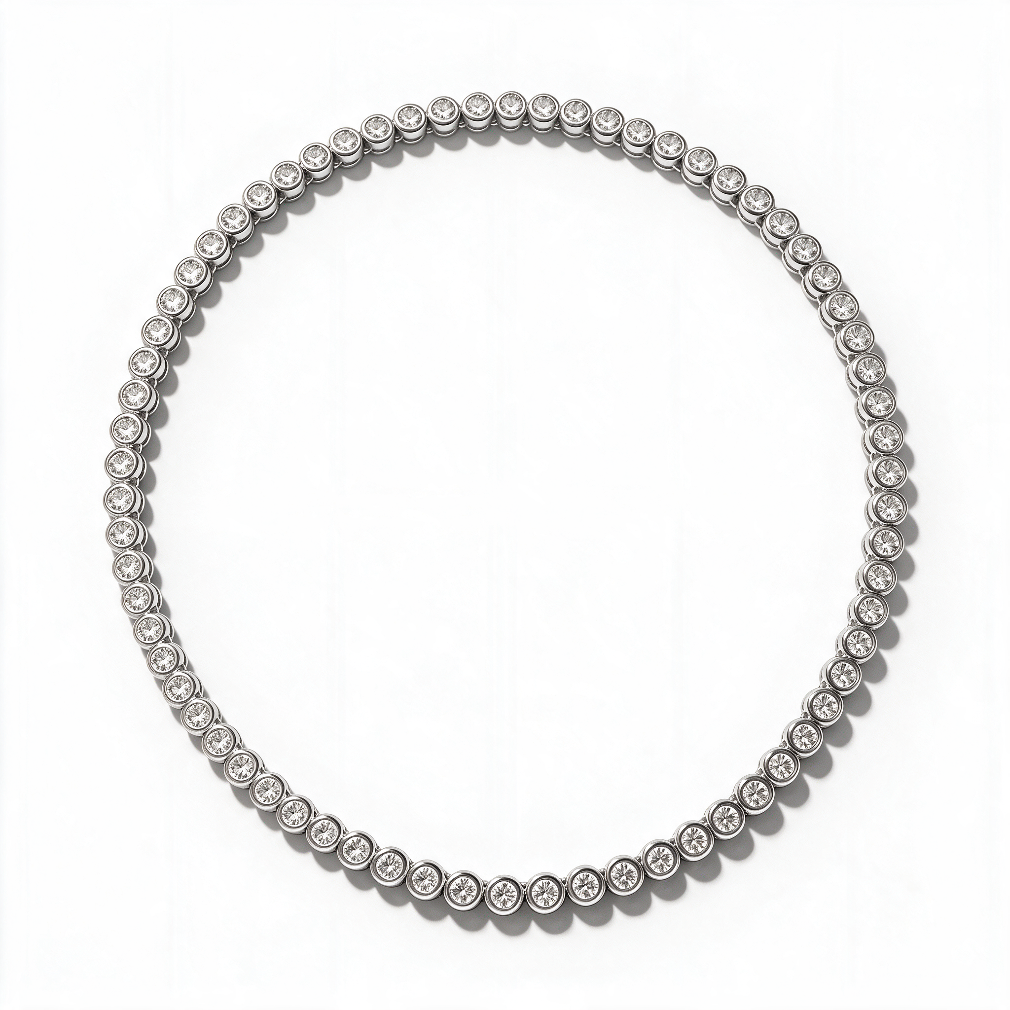 Seraphina Bezel Station Moissanite Necklace in 14k Platinum
