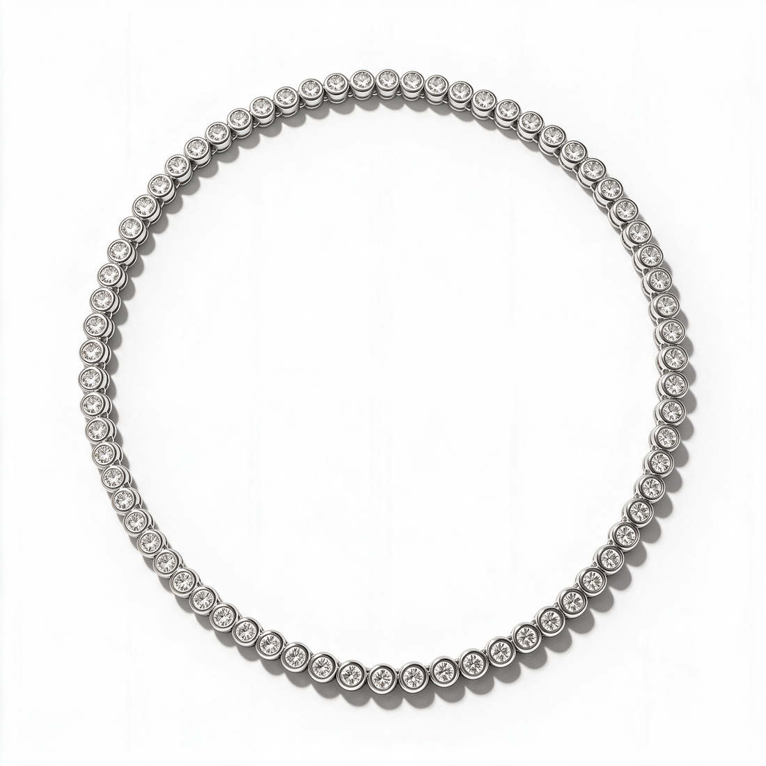 Seraphina Bezel Station Moissanite Necklace in 14k Platinum