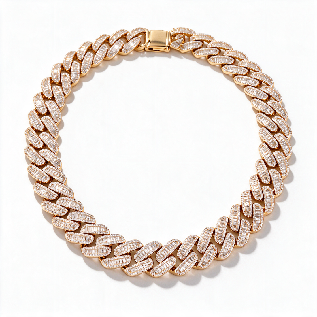 Atlas Baguette Moissanite Cuban Chain detail