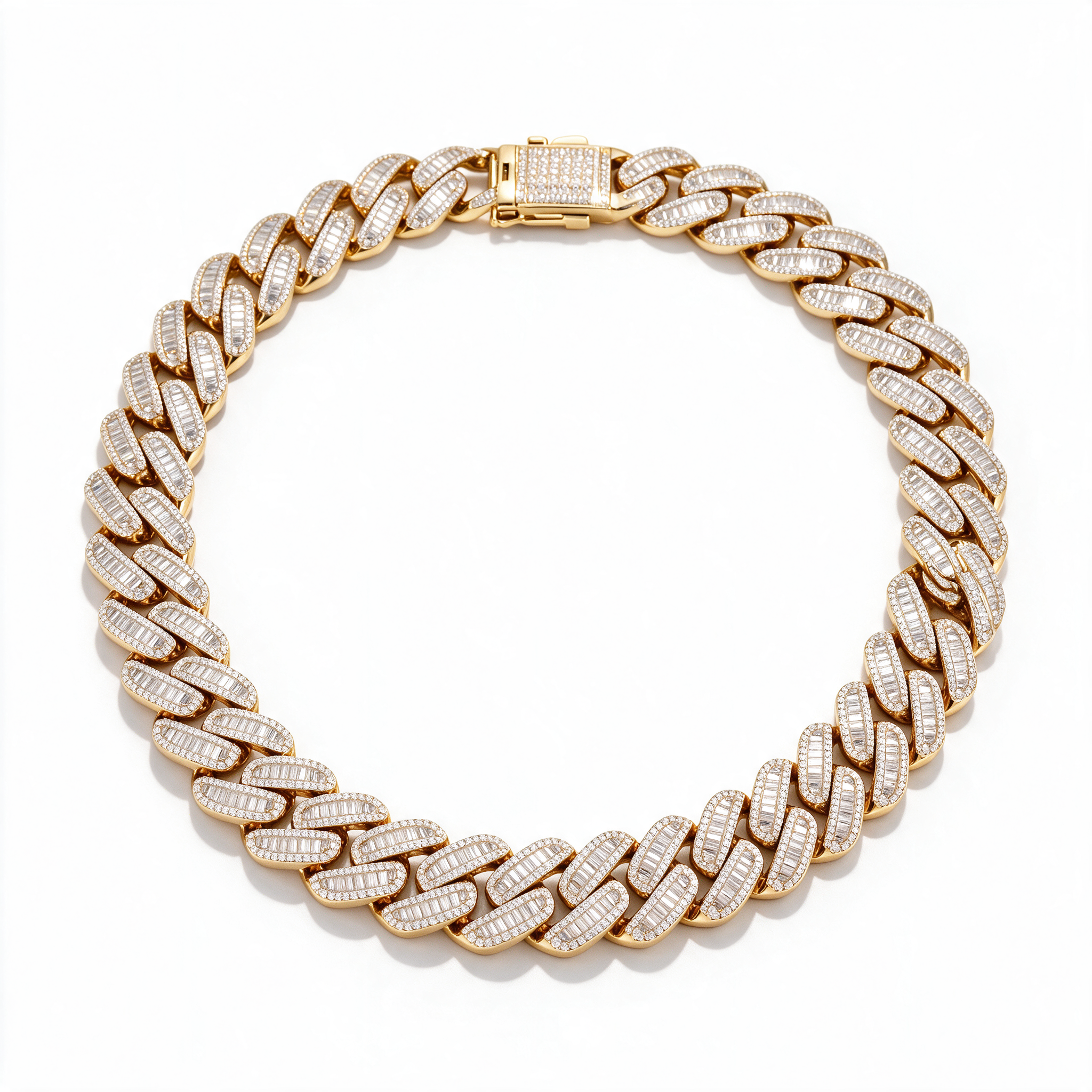 Atlas Baguette Cuban Chain 14k Gold detail view