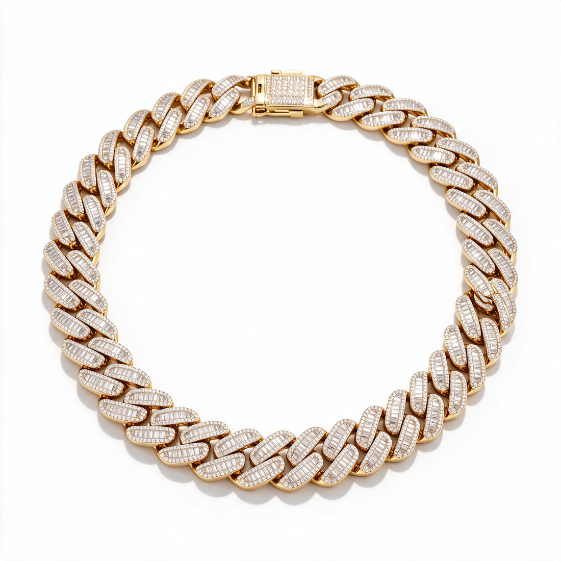 Atlas Baguette Cuban Chain 14k Gold detail view