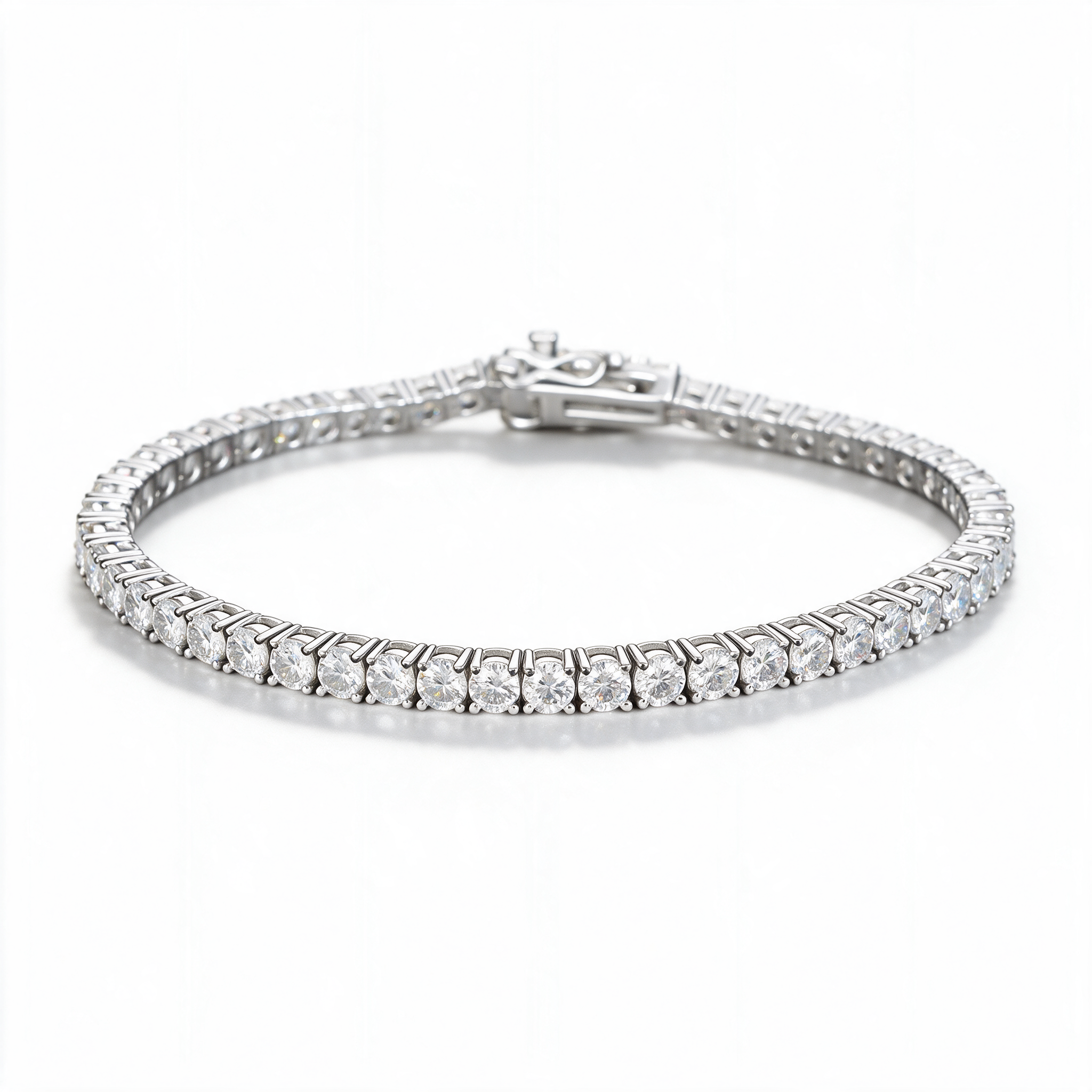 Celestia Tennis Anklet 14k Platinum detail angle