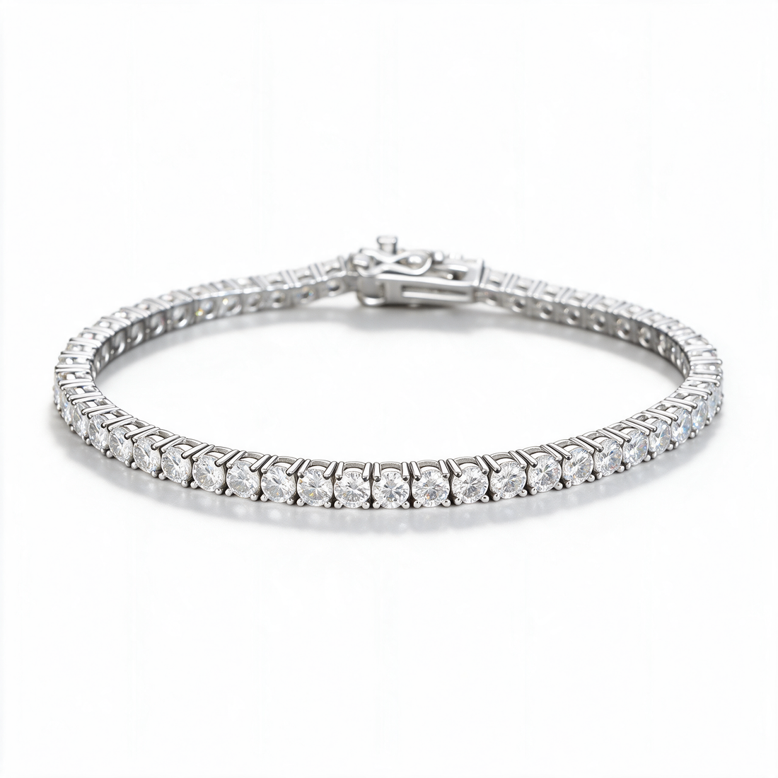 Celestia Tennis Anklet 14k Platinum detail angle