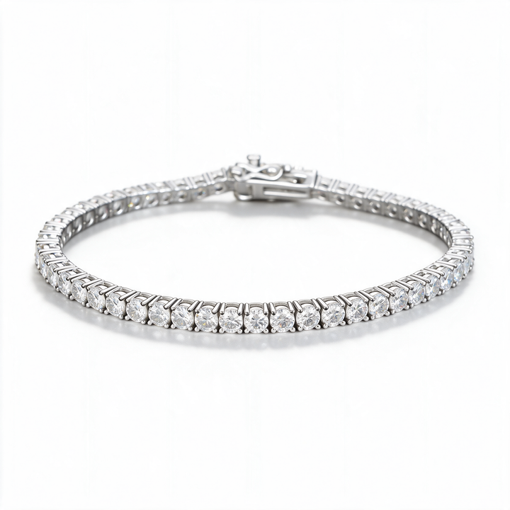 Celestia Tennis Anklet 14k Platinum detail angle