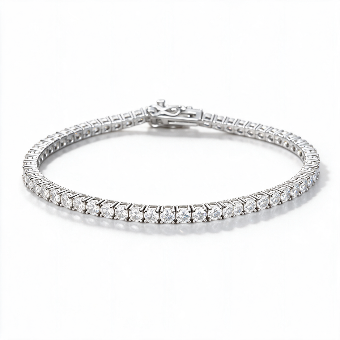 Celestia Tennis Moissanite Anklet in 14k Platinum