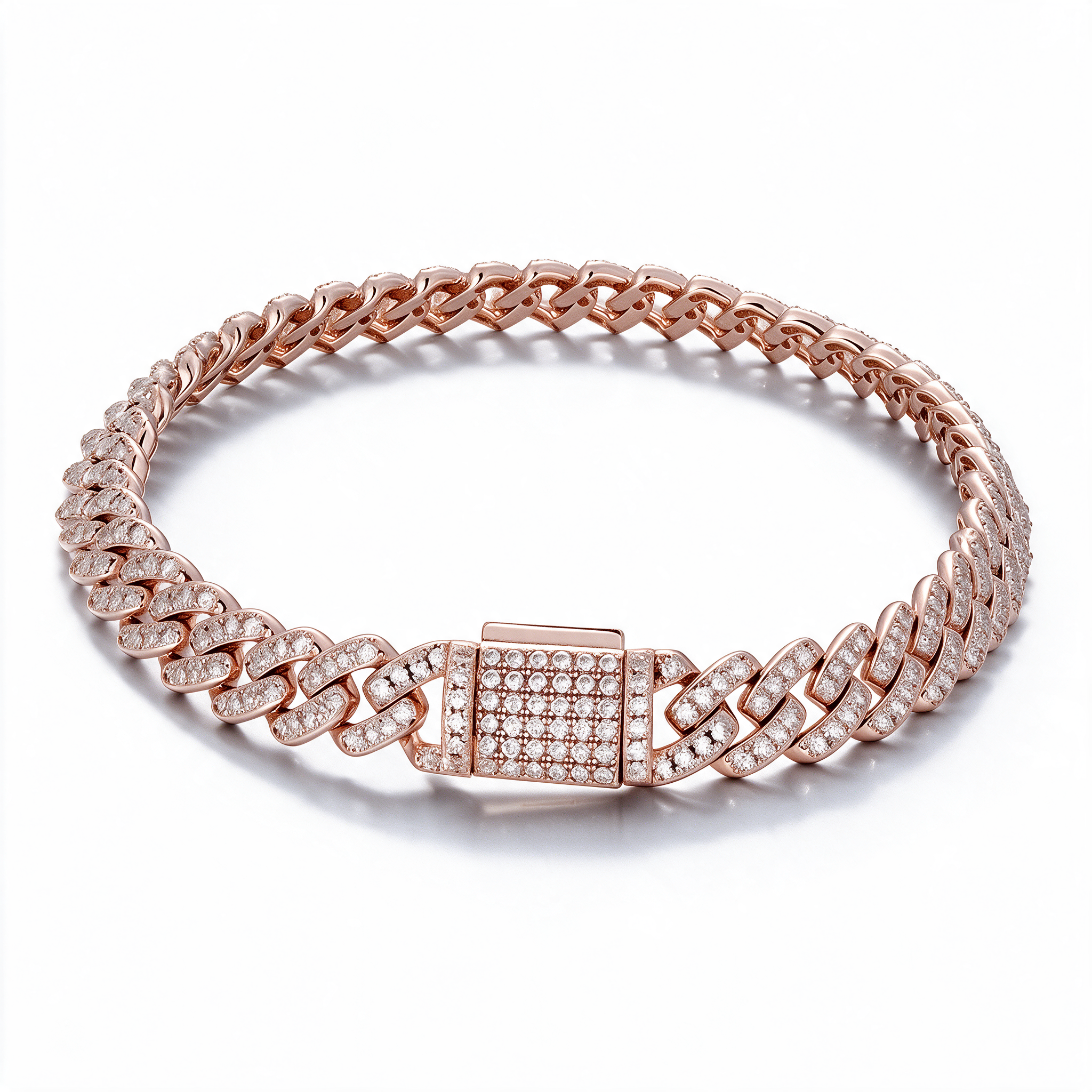 Catena Bold Cuban Link Moissanite Bracelet in 14k Rose Gold