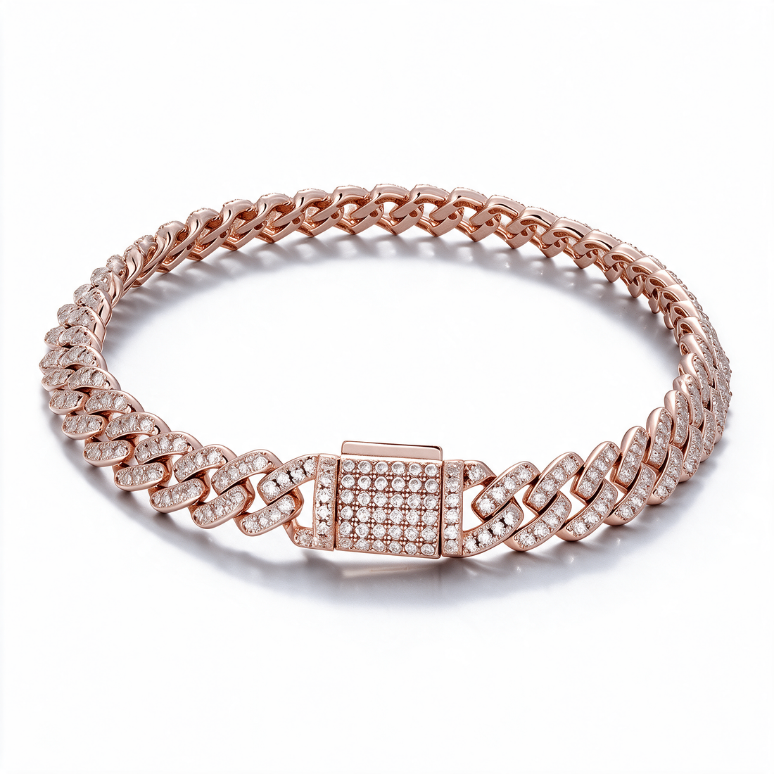 Catena Bold Cuban Link Moissanite Bracelet in 14k Rose Gold