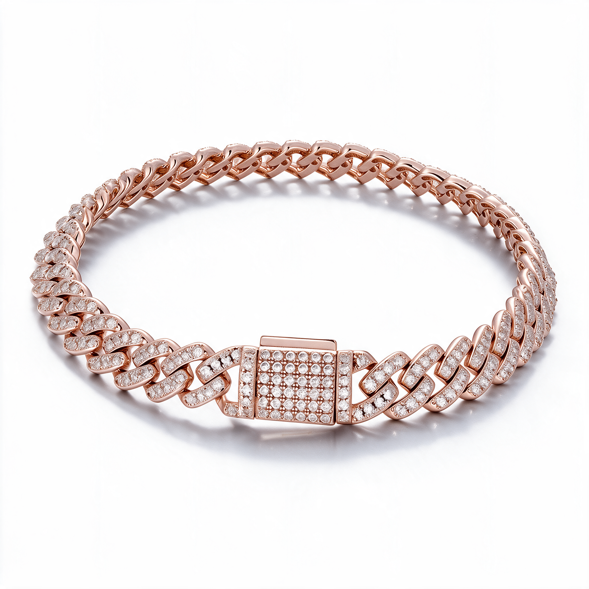 Catena Bold Bracelet 14k Rose Gold pave link detail