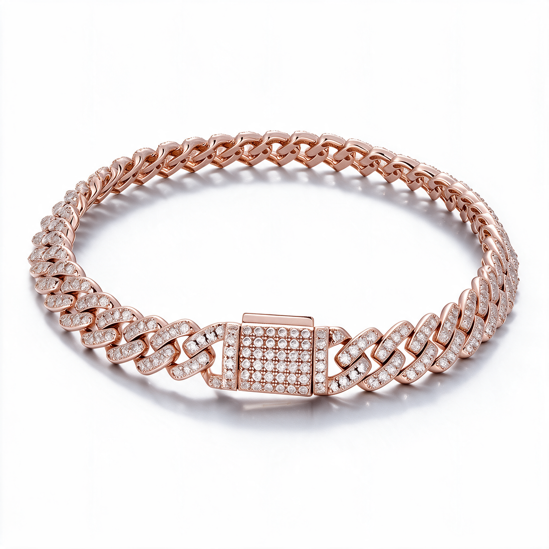 Catena Bold Bracelet 14k Rose Gold pave link detail