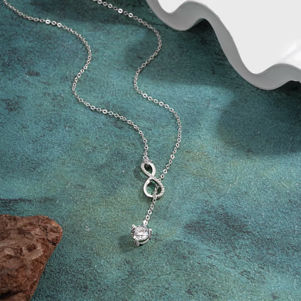 Infinity Round-Cut Moissanite Solitaire Necklace