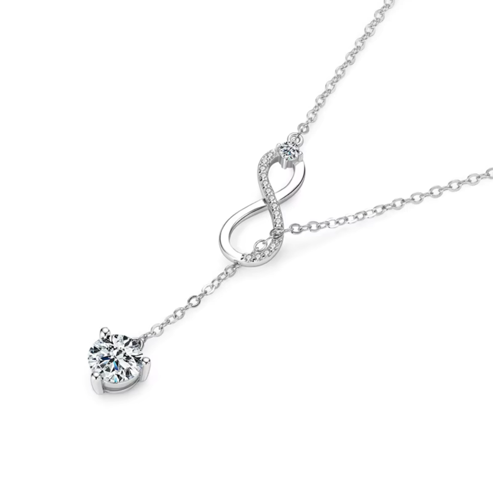 Infinity Round-Cut Moissanite Solitaire Necklace