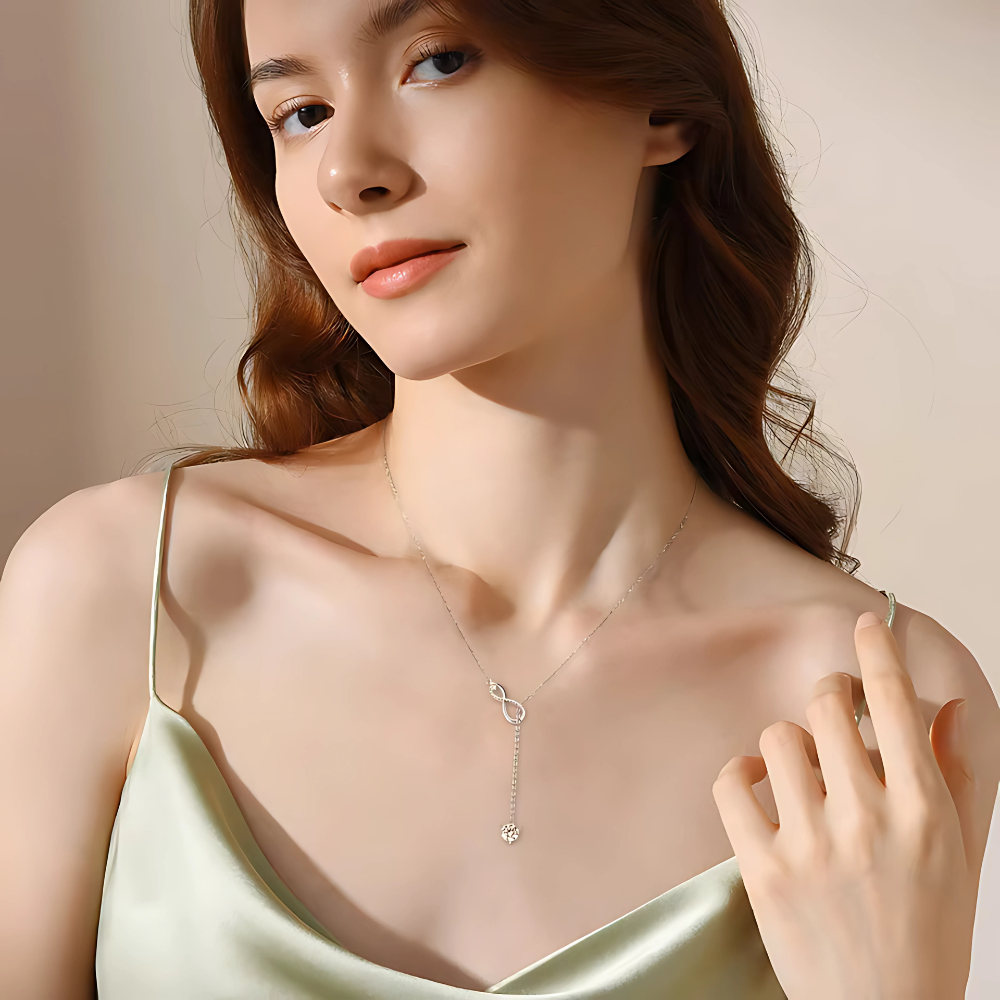 Infinity Round-Cut Moissanite Solitaire Necklace