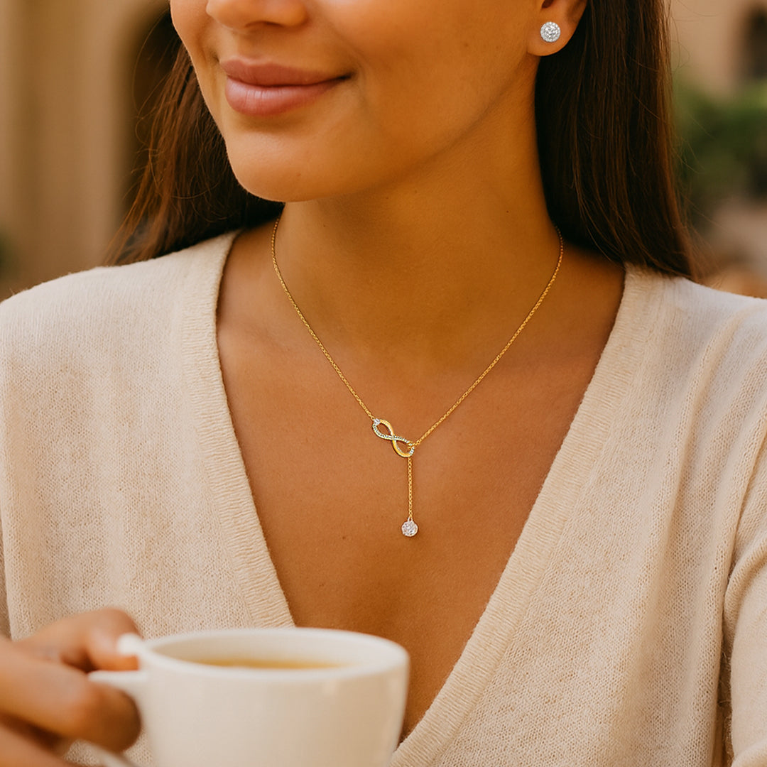 Infinity Round-Cut Moissanite Solitaire Necklace