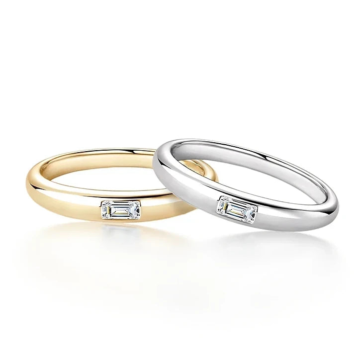 Ariston Inlaid Emerald-Cut Moissanite Ring