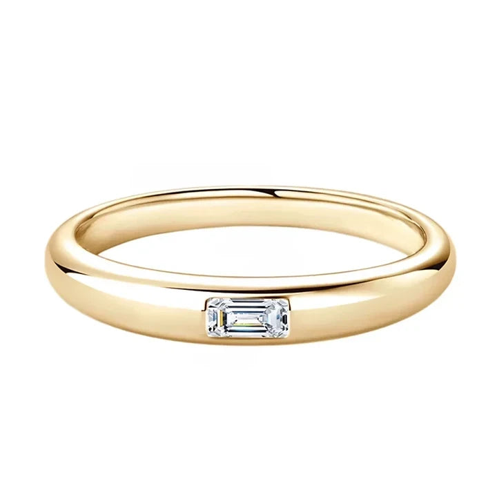 Ariston Inlaid Emerald-Cut Moissanite Ring