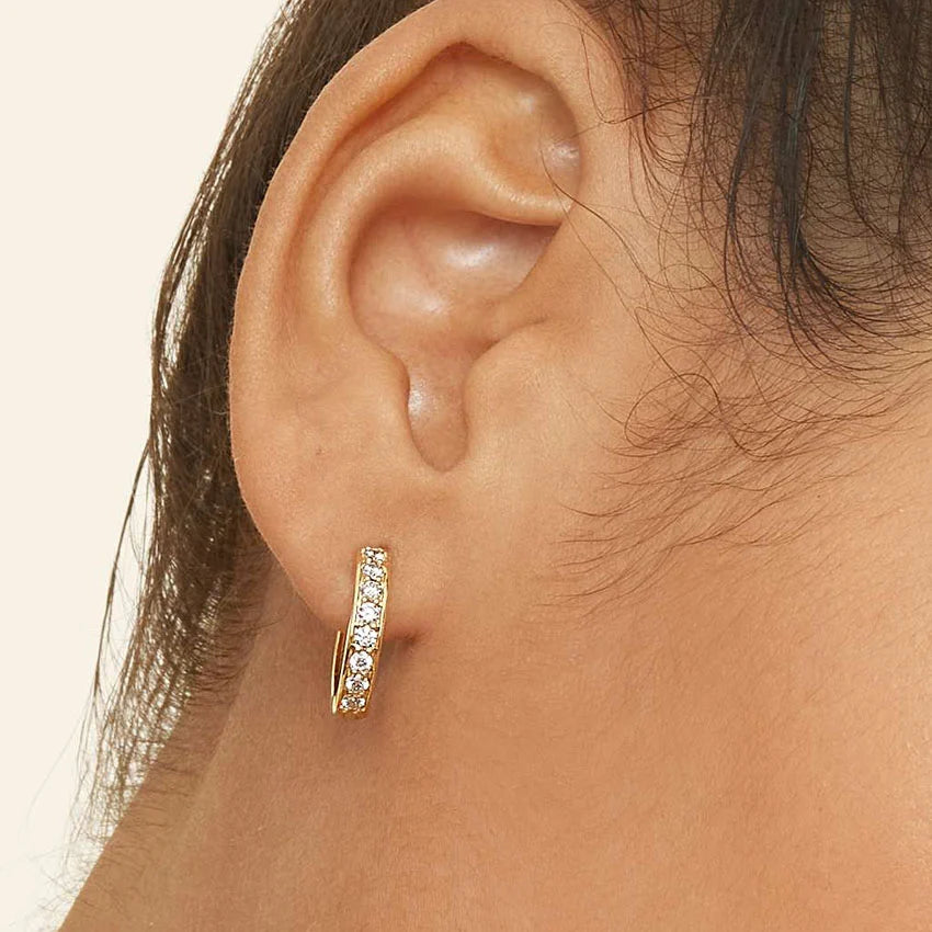 Channel-Set Hoop Moissanite Earrings