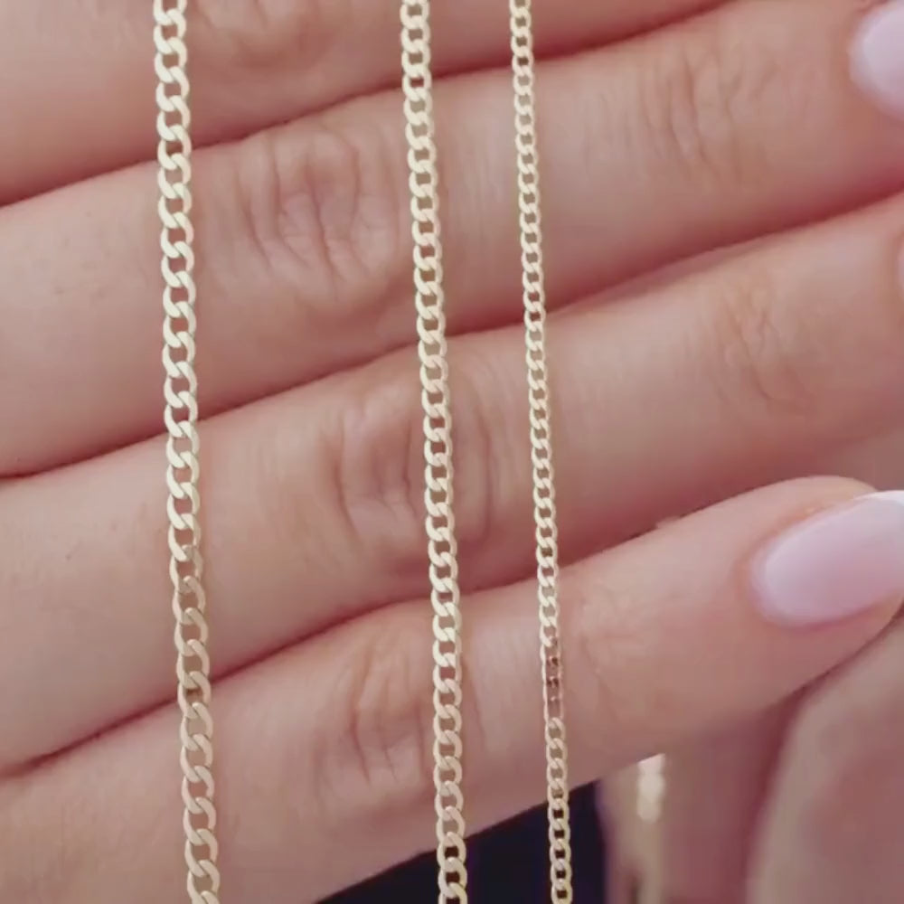 Flat Curb Link Unisex Bracelet Solid Gold