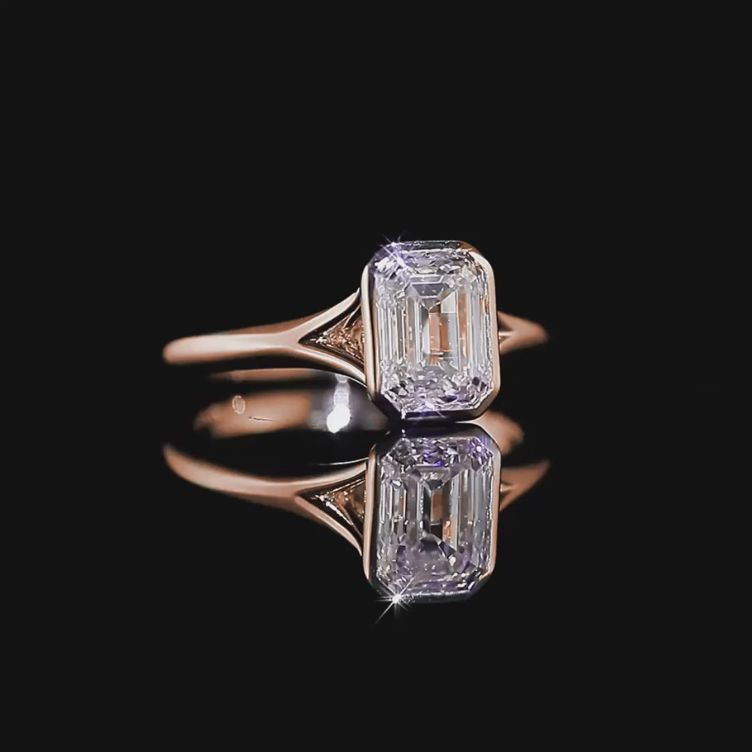 Vivianna Bezel Emerald-Cut Moissanite Ring