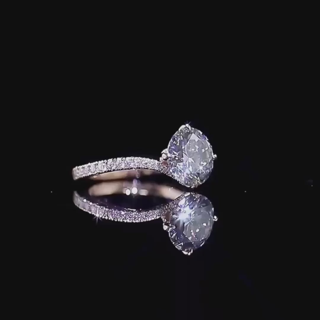 Ember Grey Moissanite Round-Cut Ring