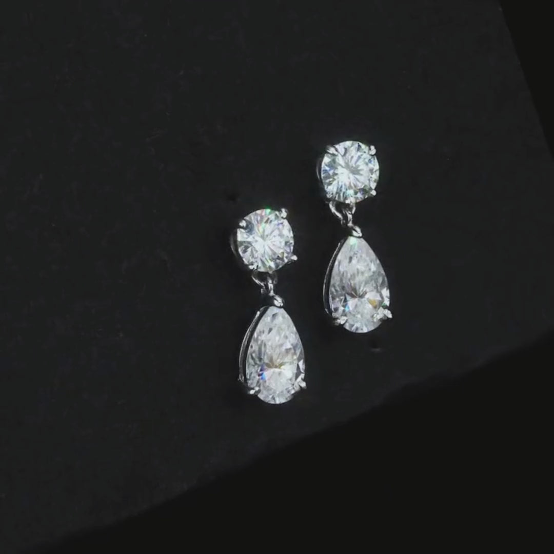 Layla Pear-Cut Drop Moissanite Earrings