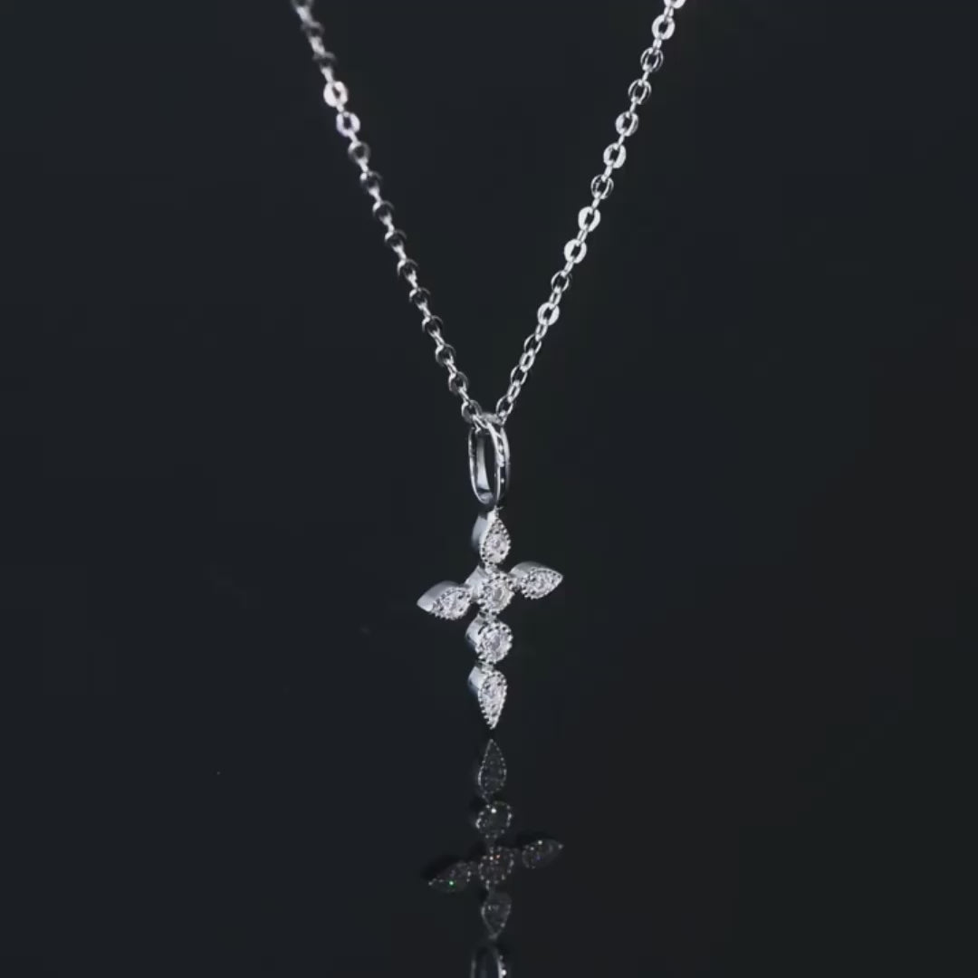 Abigail Teardrop-Pointed Cross Moissanite Necklace