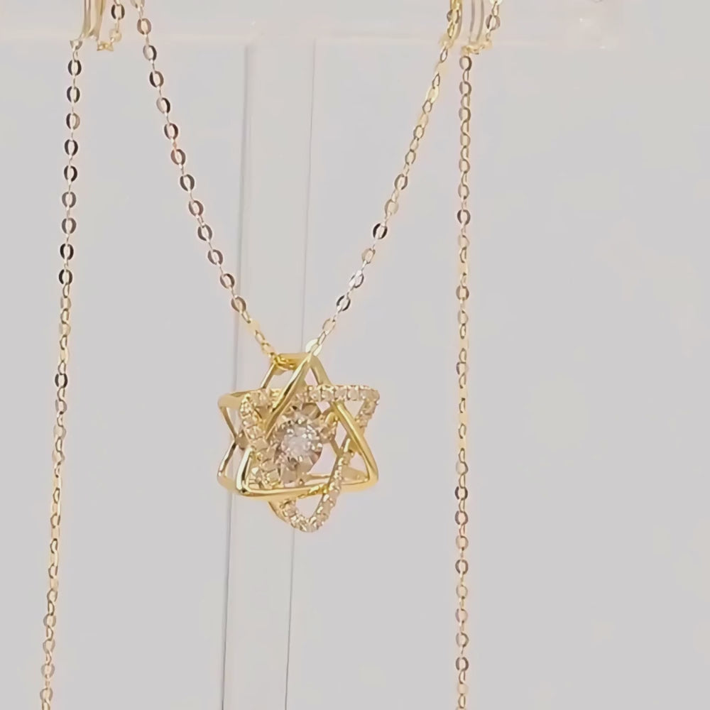Star Of David Dancing Moissanite Necklace