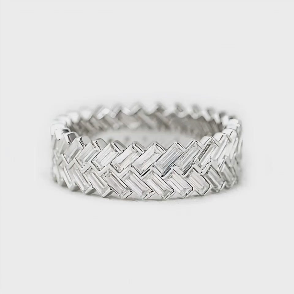 Chevron Moissanite Ring