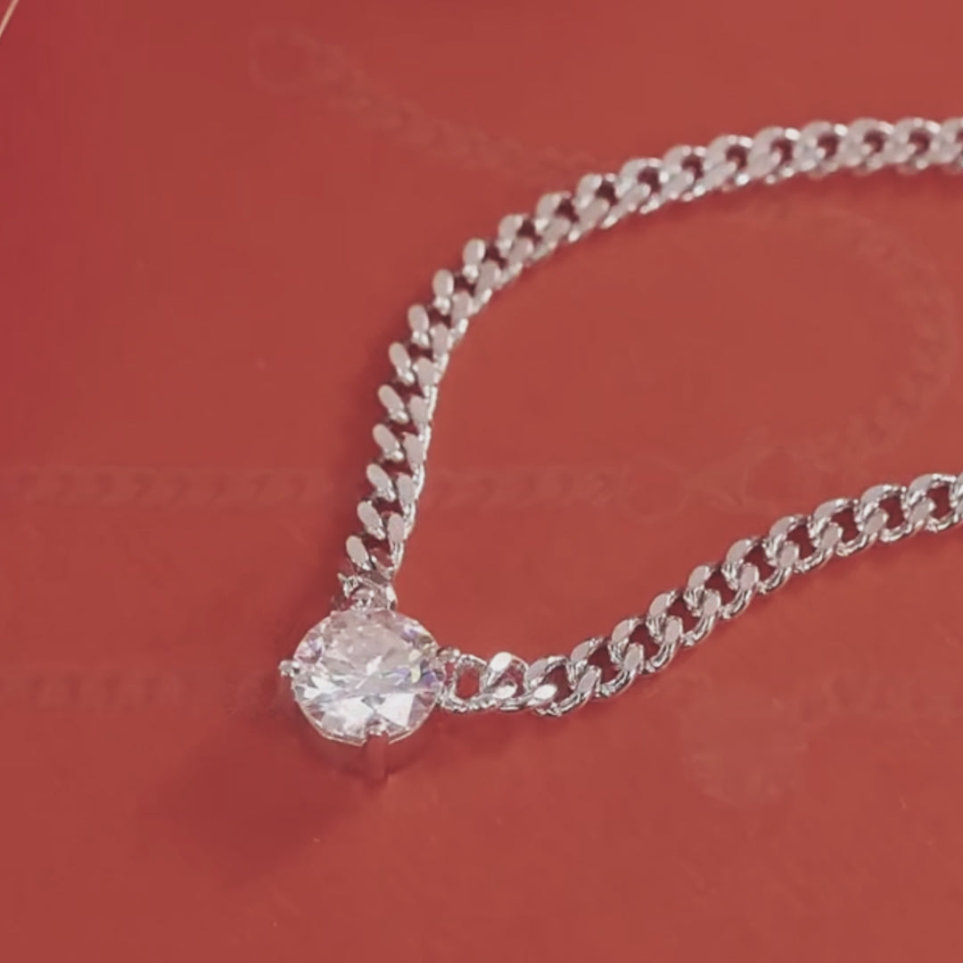 Catena Cuban Chain Round-Cut Moissanite Necklace