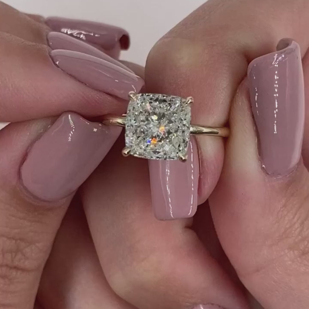 Erin Cushion-Cut Hidden Halo Lab Diamond Ring