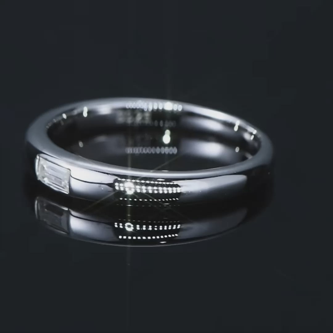 Ariston Inlaid Emerald-Cut Moissanite Ring