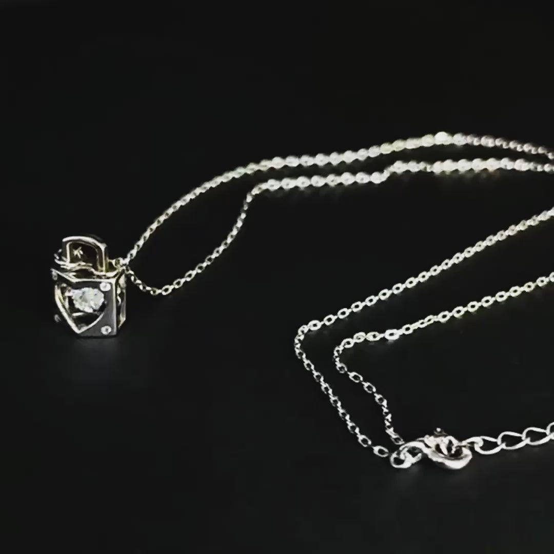 Claudette Locked Solitaire Round-Cut Moissanite Necklace