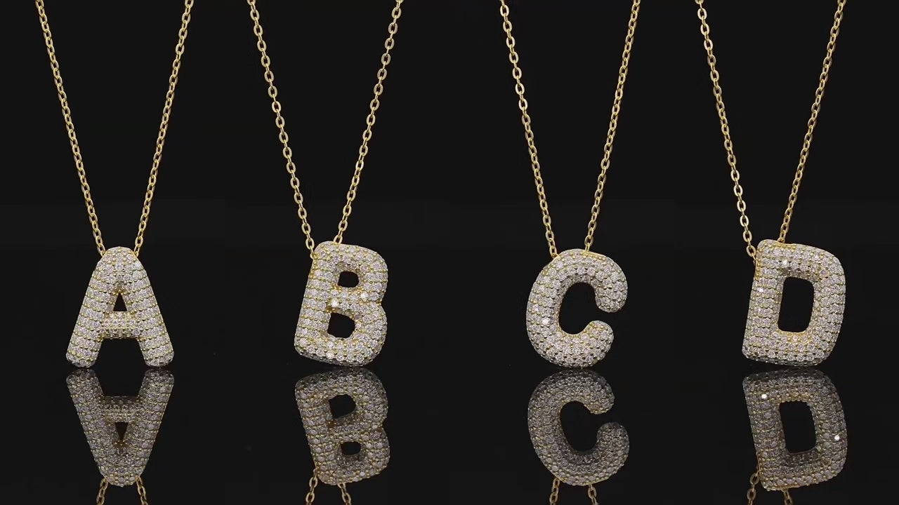 Bling Bubble Initial Letter Moissanite Necklace