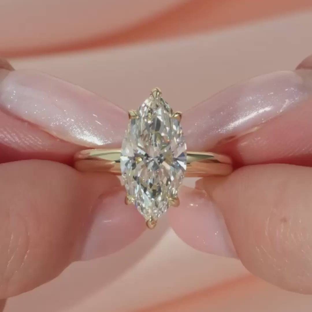 Cassia Marquise-Cut Moissanite Pavé Bridge Ring