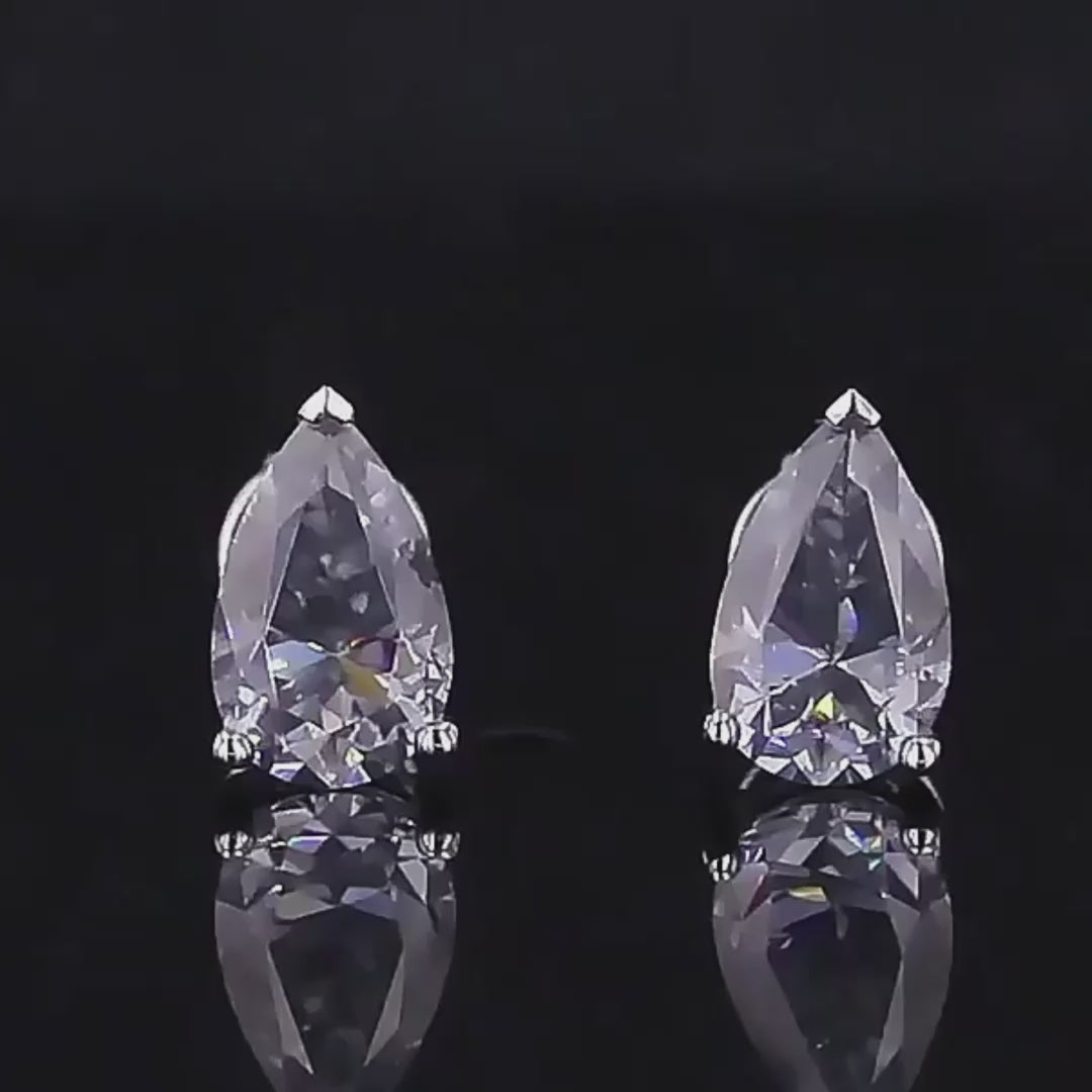 Ember Pear-Cut Grey Moissanite Stud Earrings