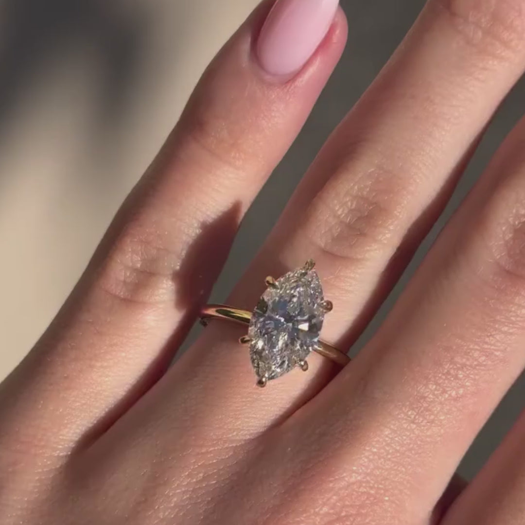 Karie Marquise-Cut Hidden Halo Lab Diamond Ring