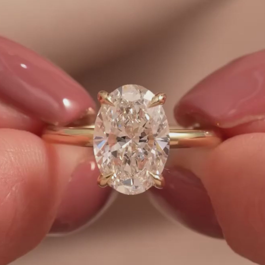 Elle Oval-Cut Hidden Halo Lab Diamond Ring