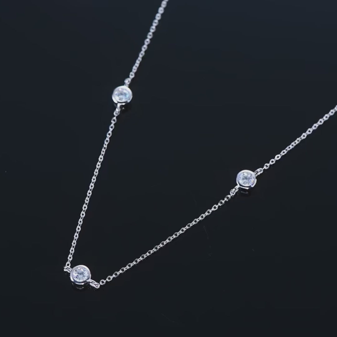 Celestia Bezel Strand Moissanite Necklace