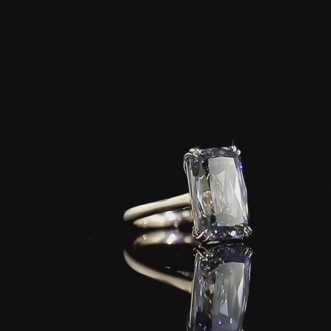 Ember Grey Moissanite Rectangle-Cut Ring