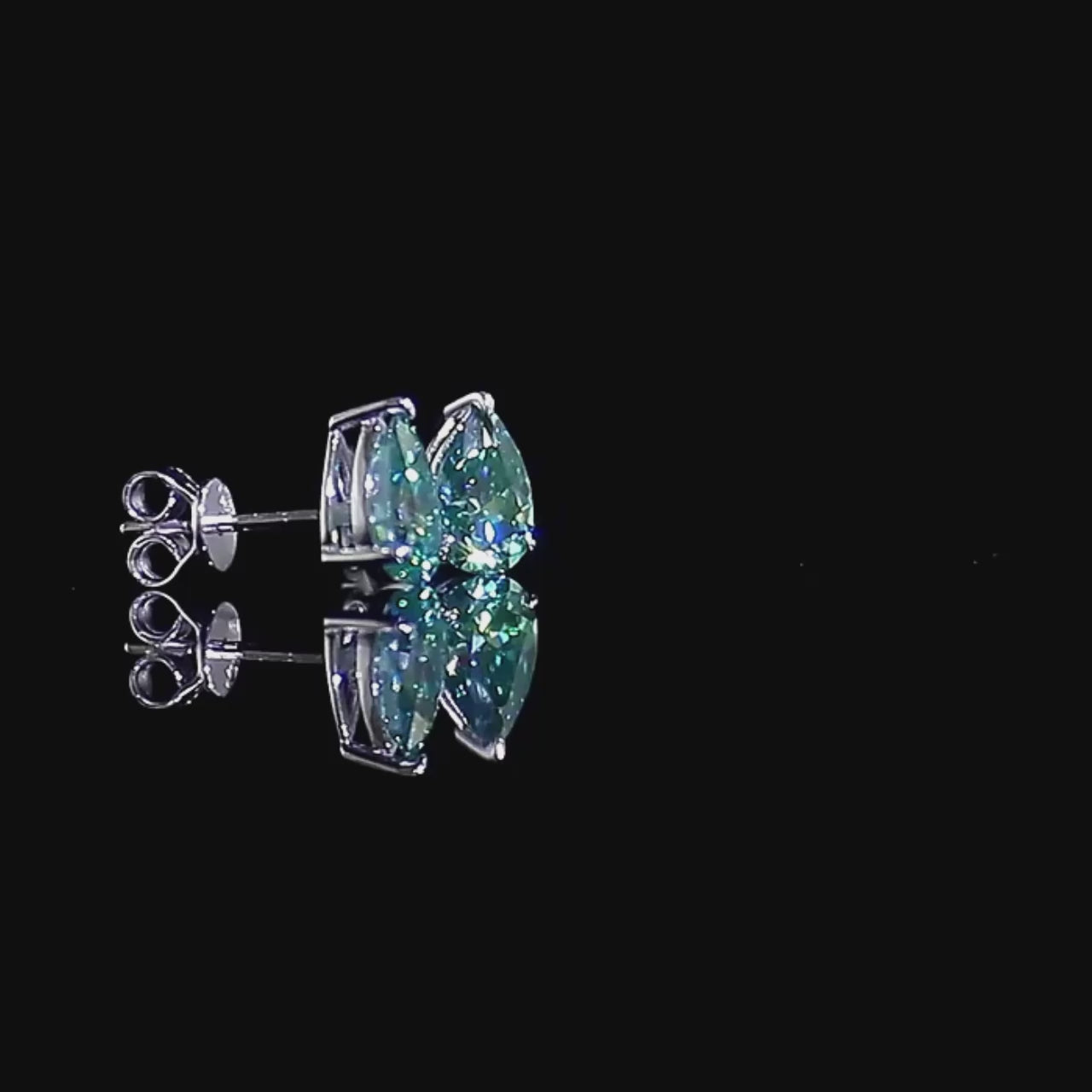 Verdora Pear-Cut Green Moissanite Stud Earrings