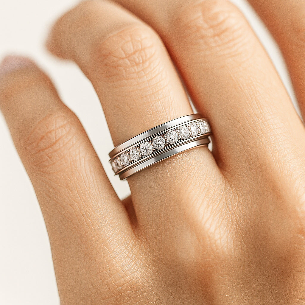 Revolving Love Moissanite Spinner Ring