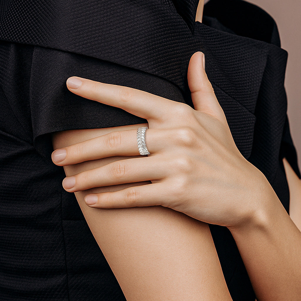 Chevron Moissanite Ring