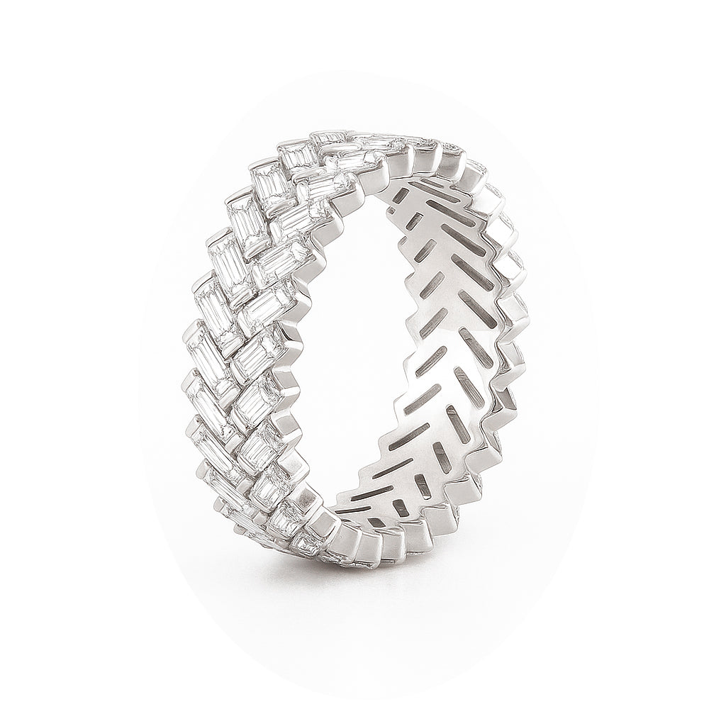 Chevron Moissanite Ring