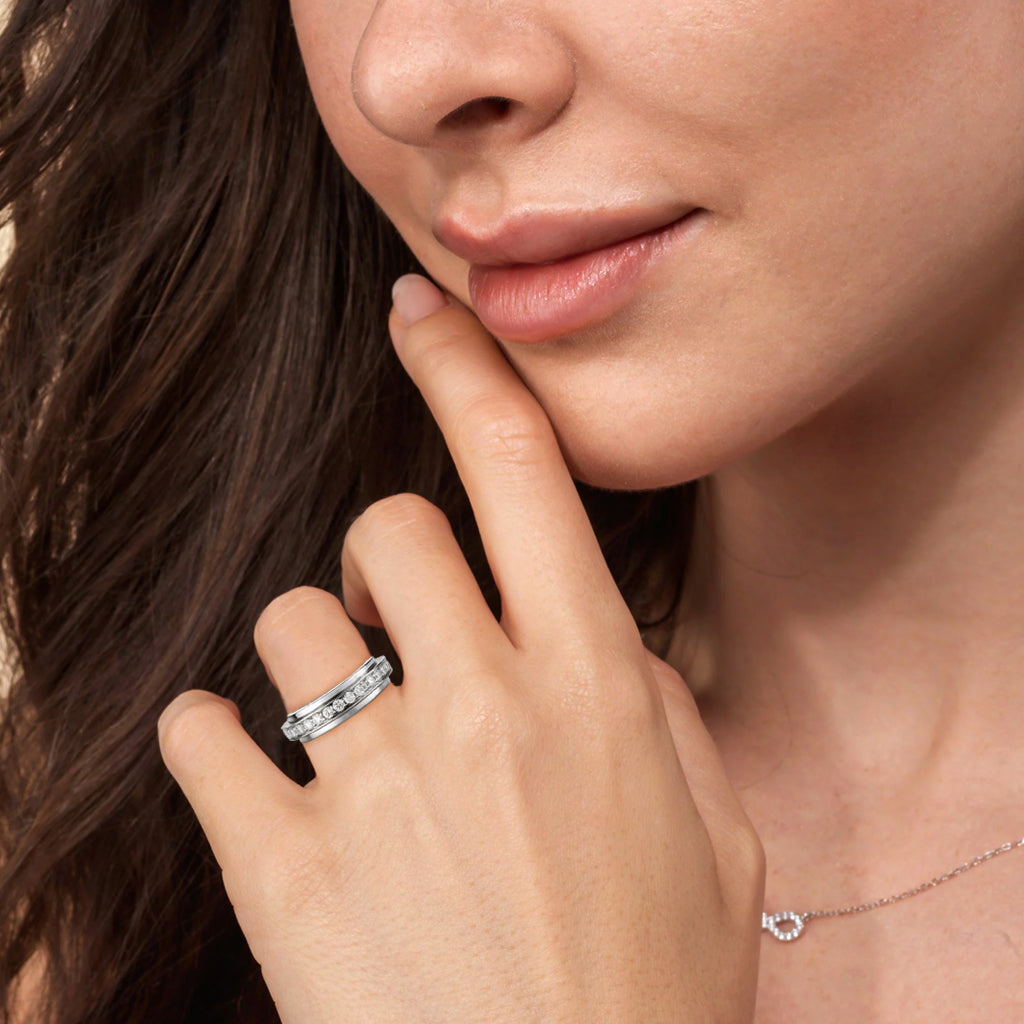 Revolving Love Moissanite Spinner Ring