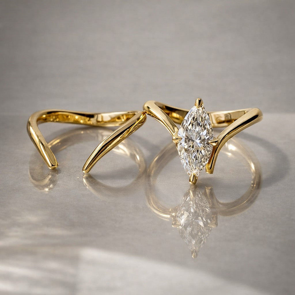 Layali Marquise-Cut 2-Piece Moissanite Ring