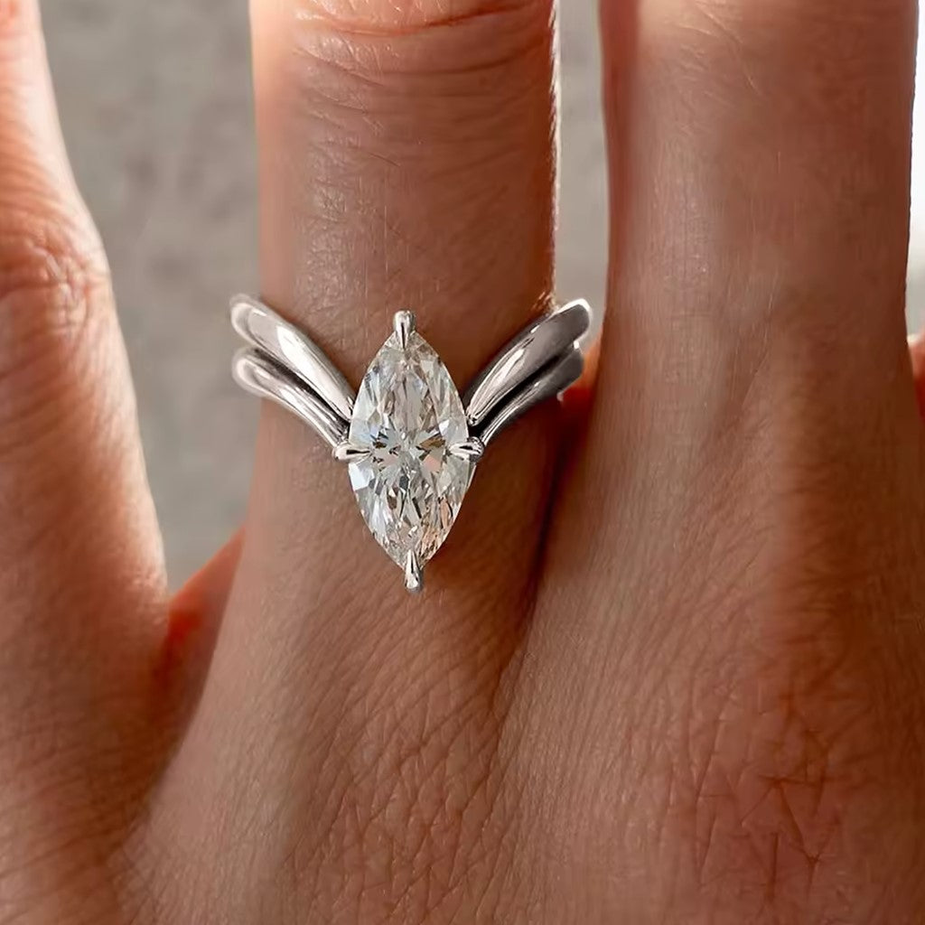 Layali Marquise-Cut 2-Piece Moissanite Ring